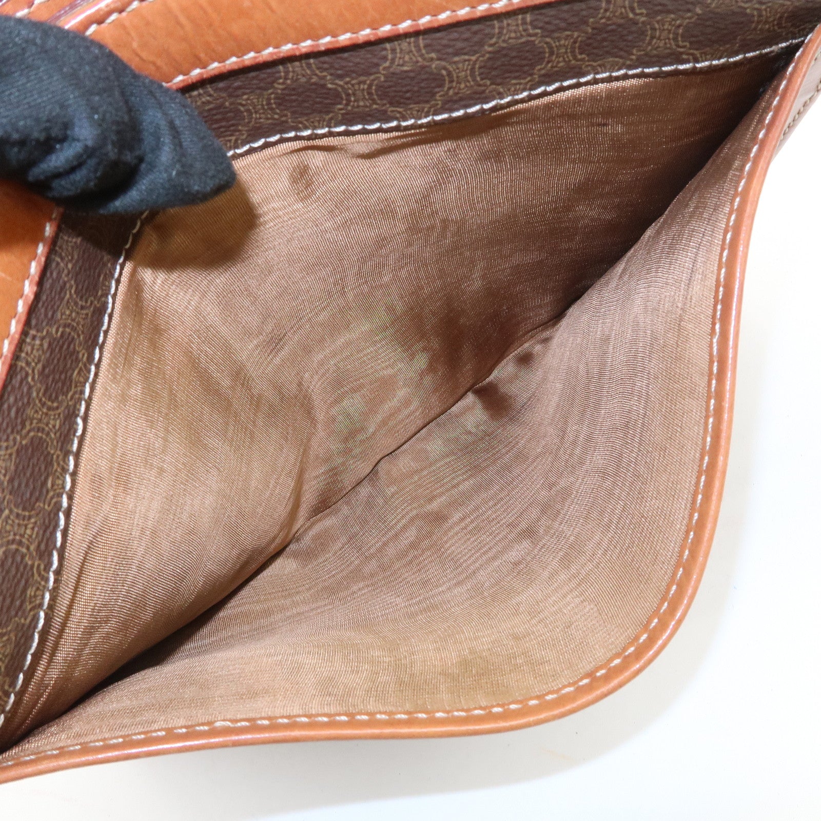 CELINE Macadam PVC Logo Leather Clutch Bag Brown