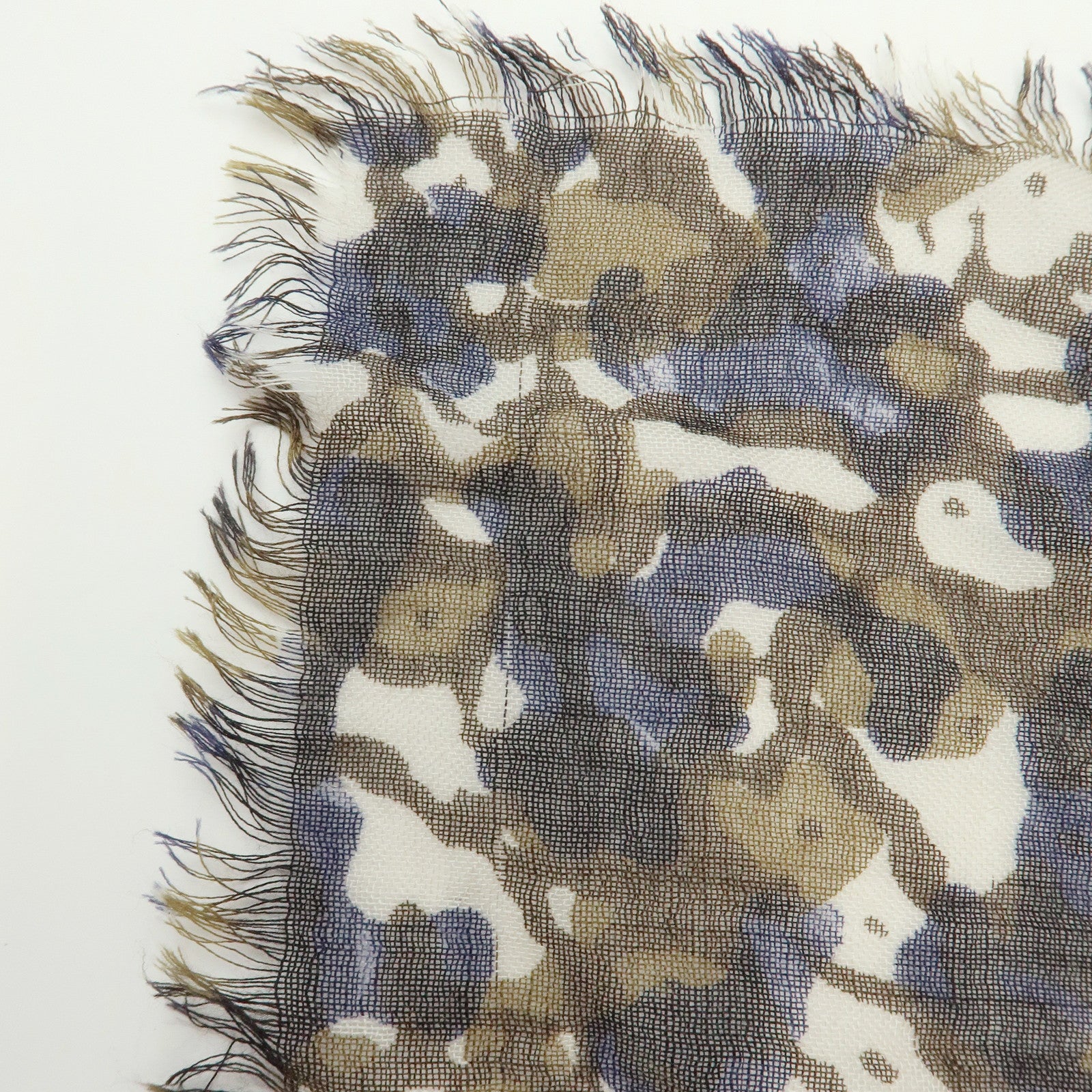 Louis Vuitton Cashmere Silk Scarf Shawl Camouflage Khaki M75136