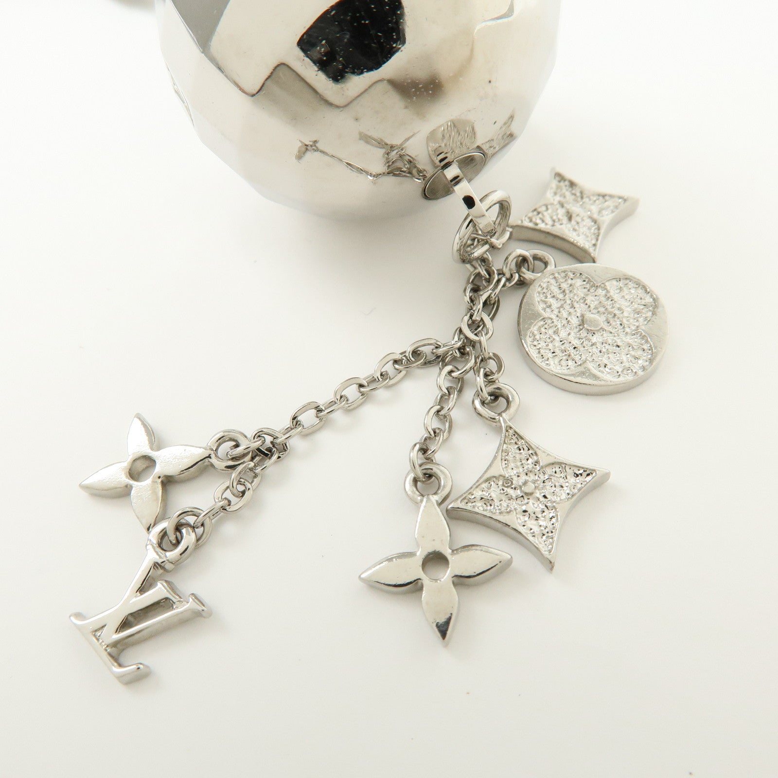 Louis Vuitton Porte Cles Glitter Bag Charm Key Chain Silver M65378