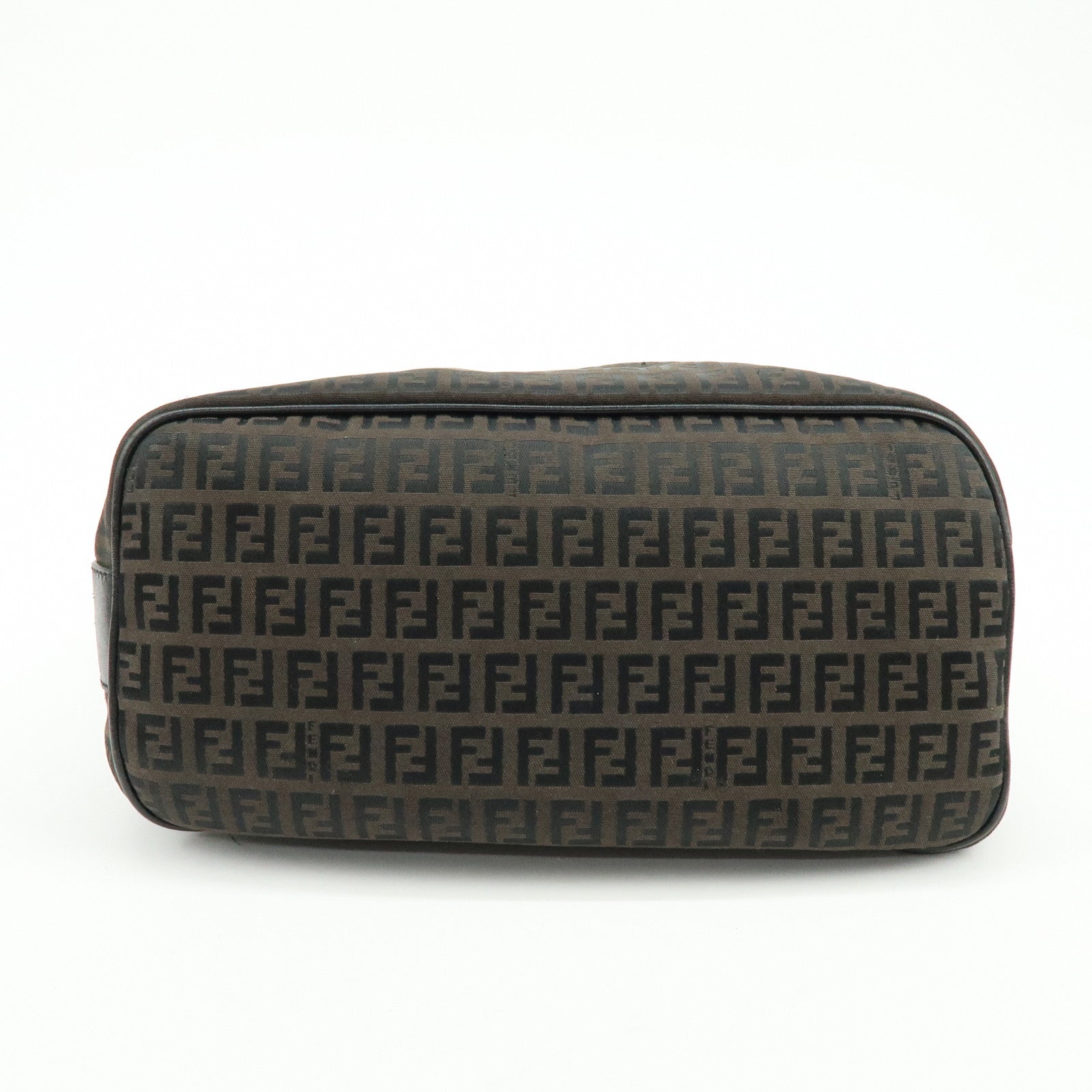 FENDI Zucca Canvas Leather Shoulder Bag Brown Black 7VA003