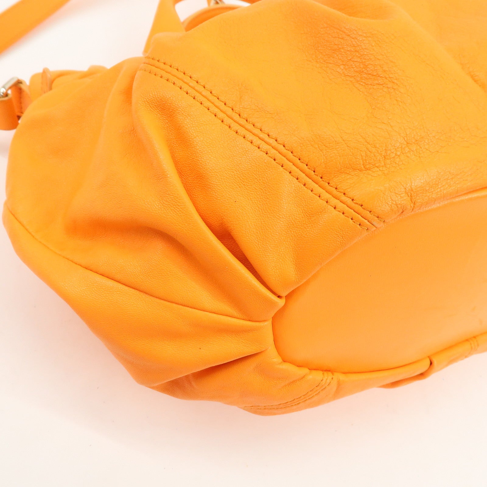 CELINE Macadam Leather 2Way Bag Hand Bag Shoulder Bag Orange