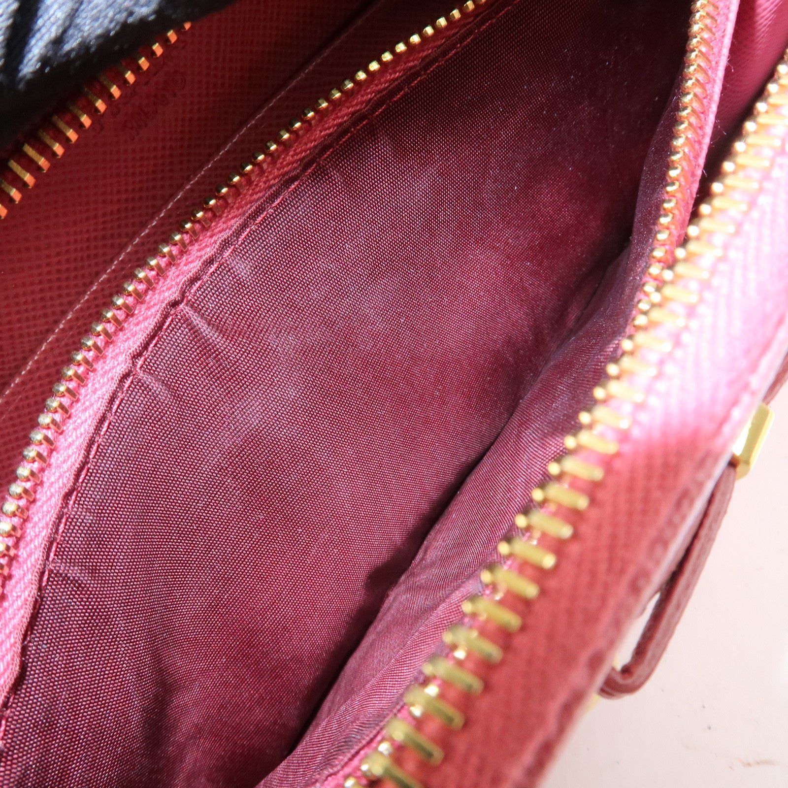 PRADA Logo Saffiano Leather Zippy Long Wallet Pink 1M0506