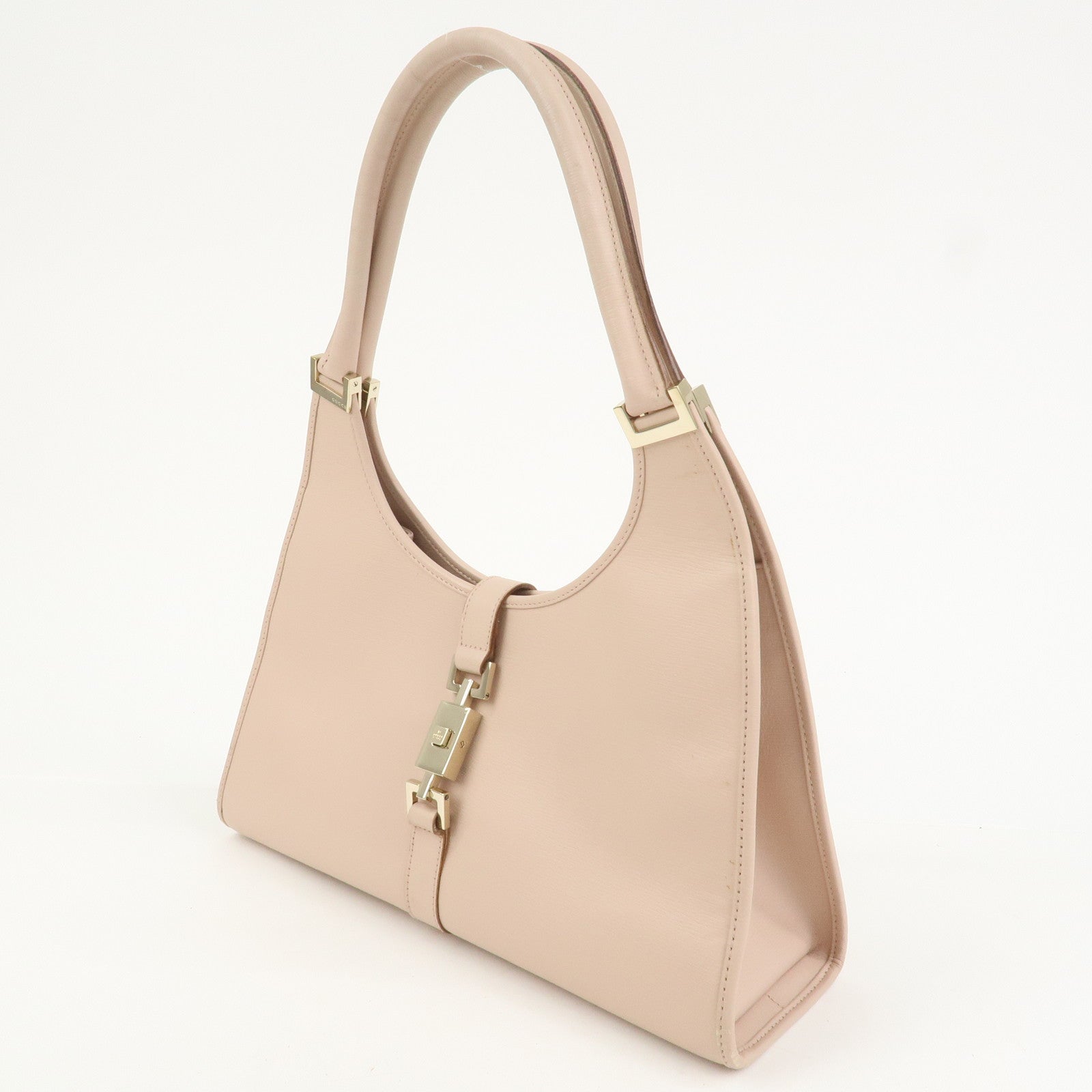 GUCCI Jackie Logo Leather Shoulder Bag Hand Bag Pink 002.1067