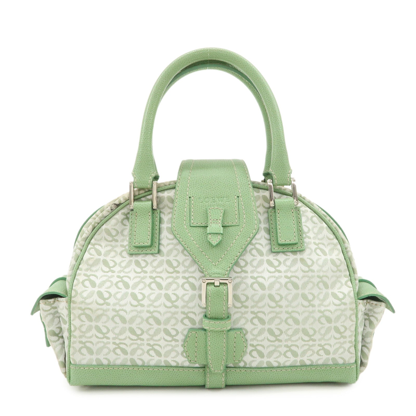 LOEWE Anagram Canvas Leather Hand Bag Light Green