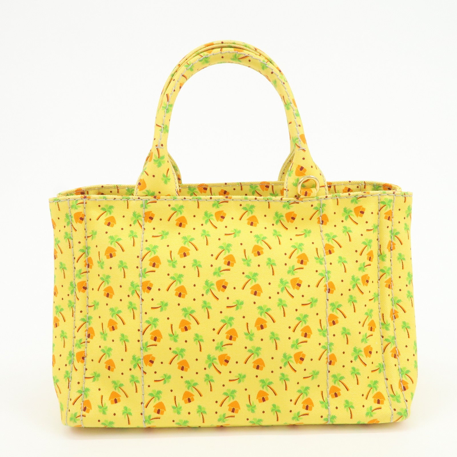 PRADA Canapa Mini Canvas 2Way Bag Hand Bag Yellow Orange 1BG439