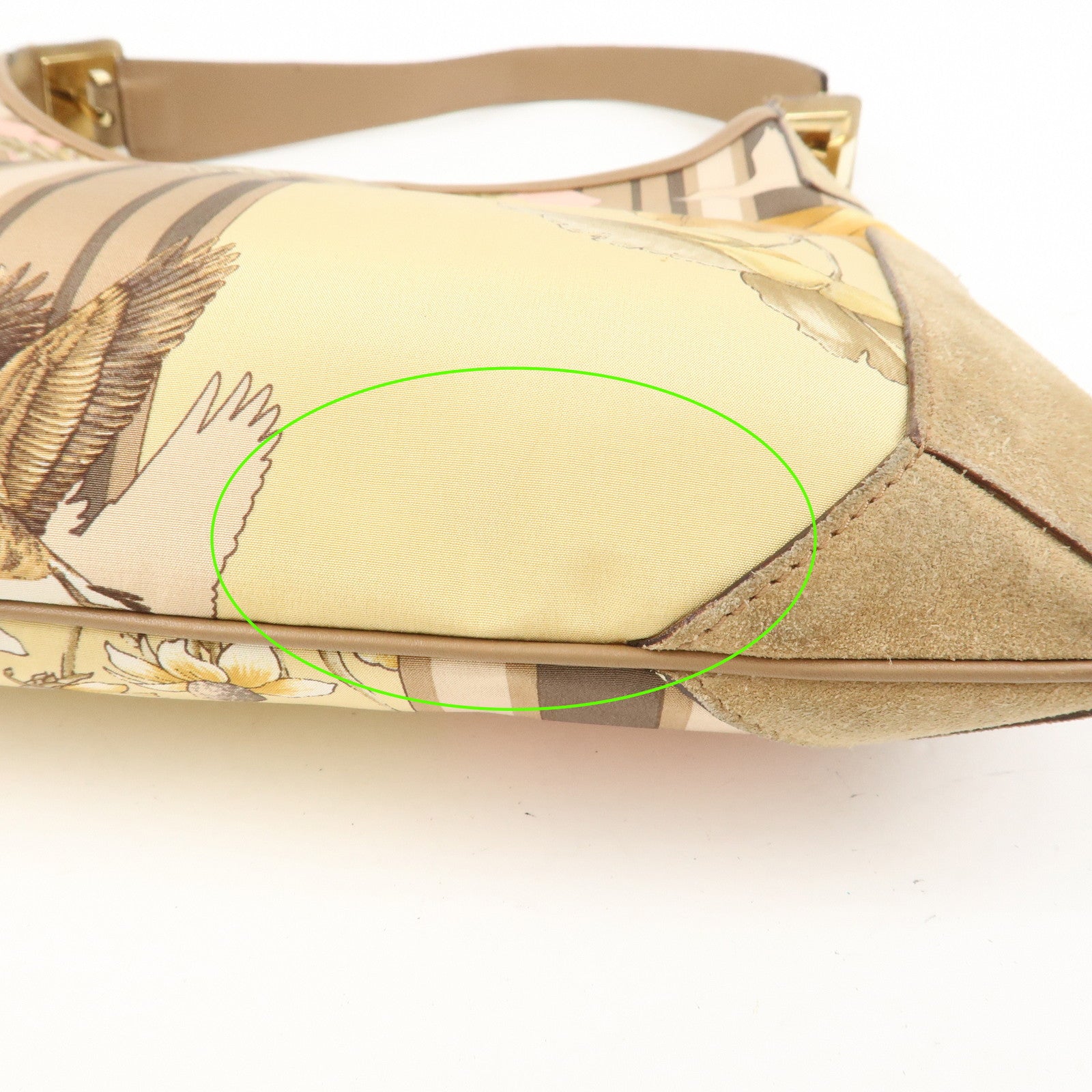Ferragamo Nylon Leather Shoulder Bag Brown Pink Gold