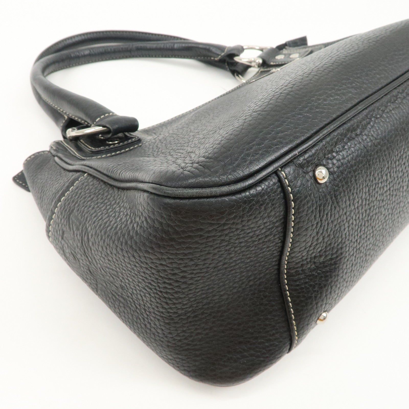 MCM Visetos Logo Leather Shoulder Bag Hand Bag Black