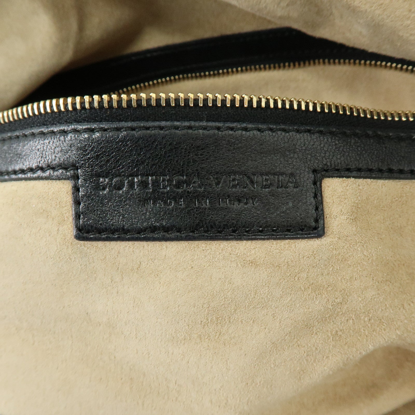 BOTTEGA VENETA Intrecciato Leather Boston Bag Shoulder Bag Black