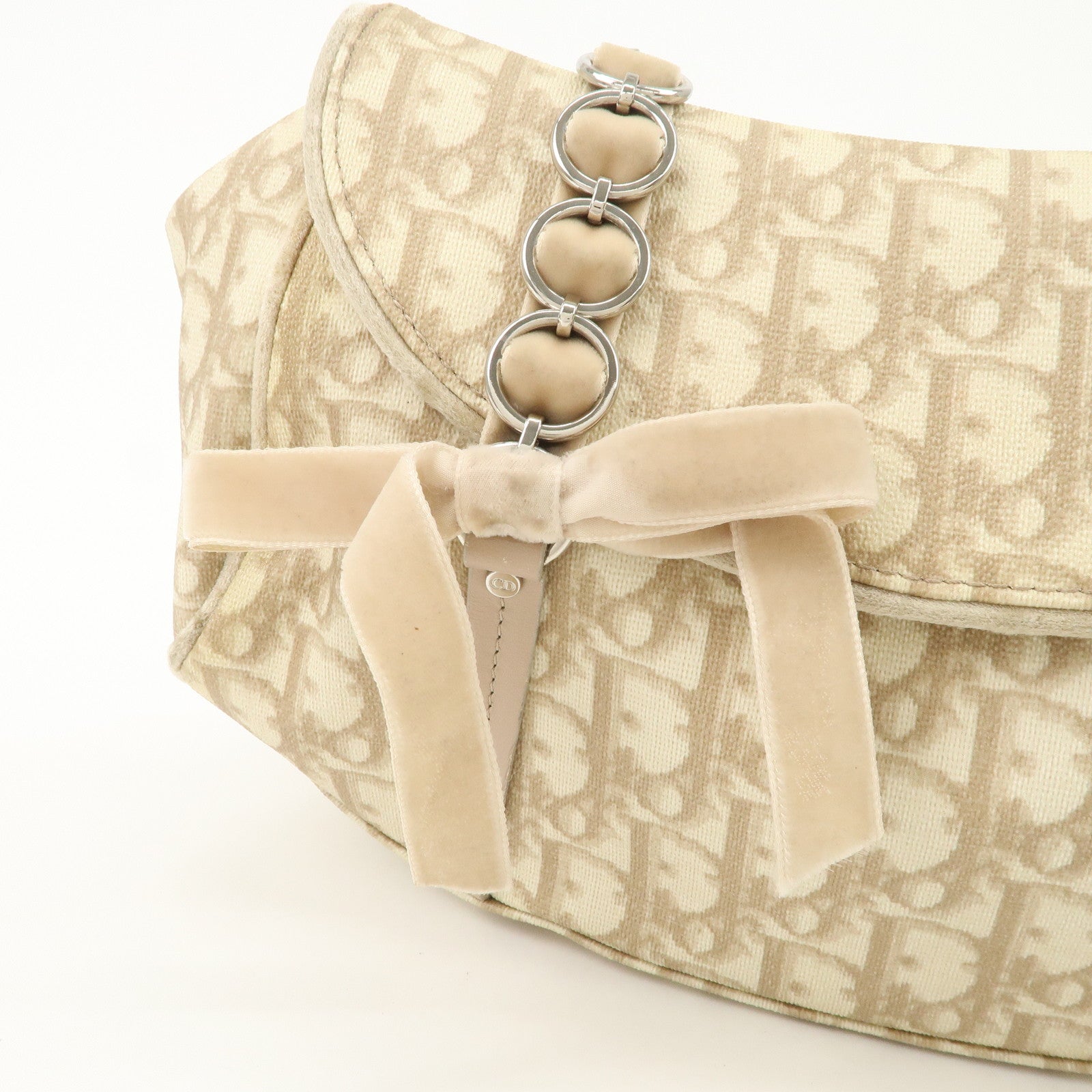 Christian Dior Romantic Trotter PVC Leather Shoulder Bag Hand Bag Beige