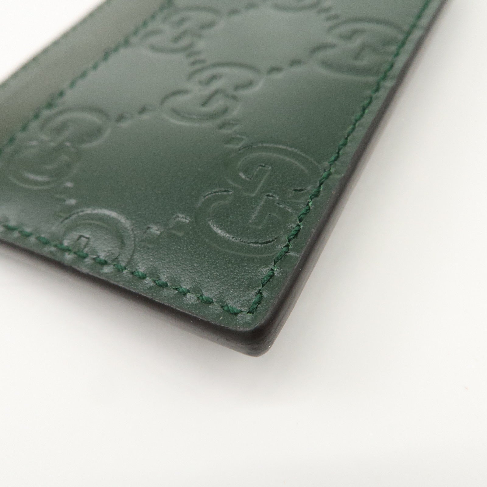 GUCCI Guccissima Tiger Natal Details Leather Card Case Green 428542 Used