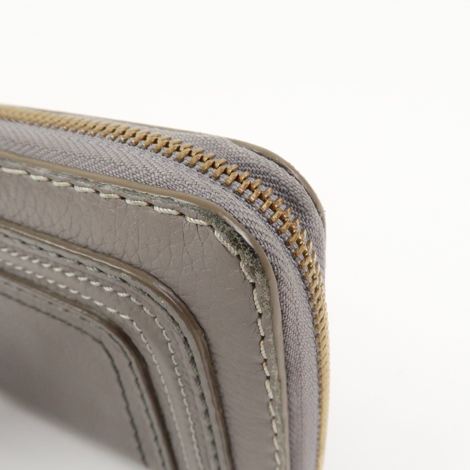 Chloe Marcie Leather Round Zippy Long Wallet Gray