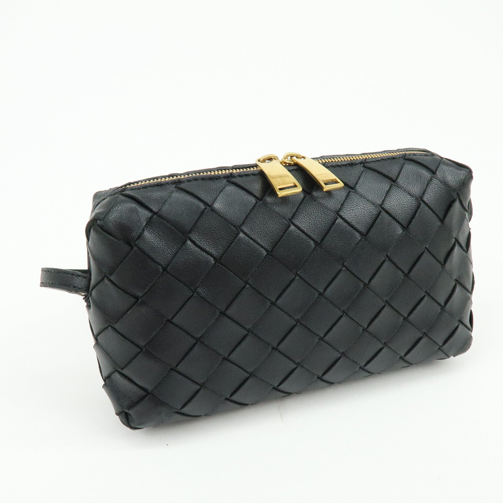BOTTEGA VENETA Intrecciato Leather Shoulder Bag Crossbody Bag Black