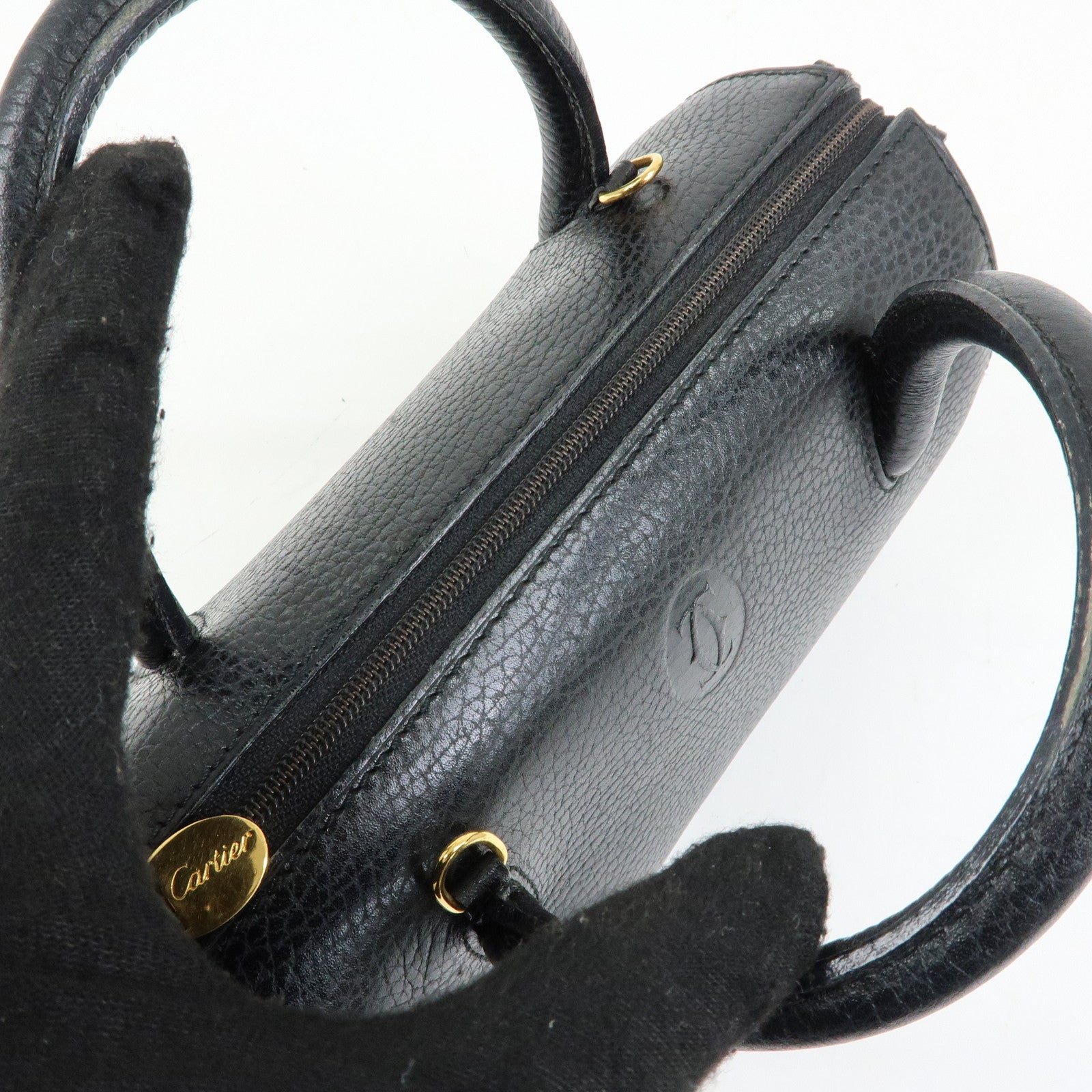 Cartier Must de Cartier Leather 2Way Bag Shoulder Hand Bag Black