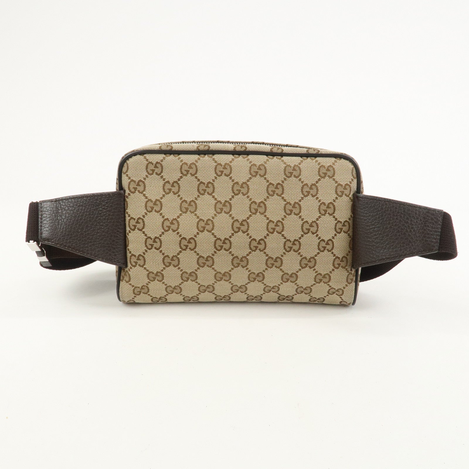 GUCCI GG Canvas Leather Waist Bag Crossbody Bag Beige Brown 449174