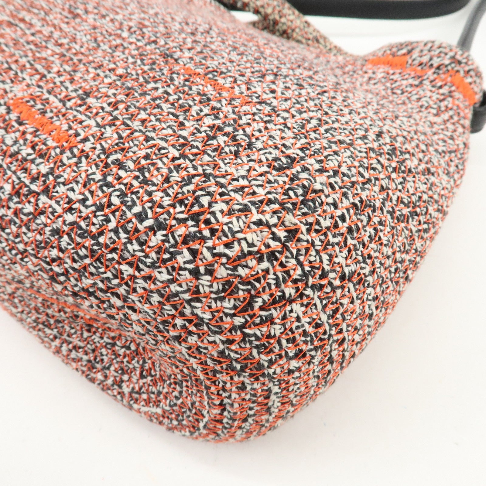 BALENCIAGA Zigzagger Canvas Leather 2Way Hand Bag Orange Black