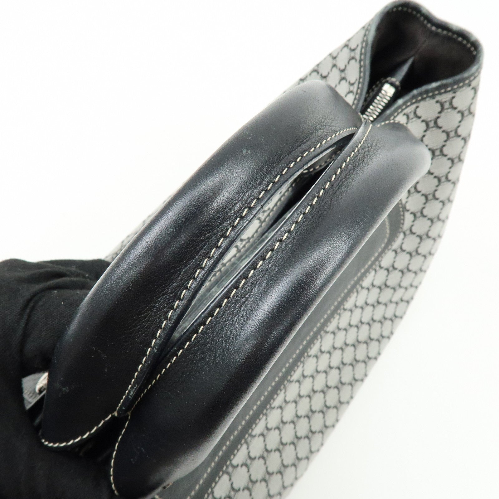 CELINE Macadam Canvas Leather Boogie Bag Hand Bag Navy