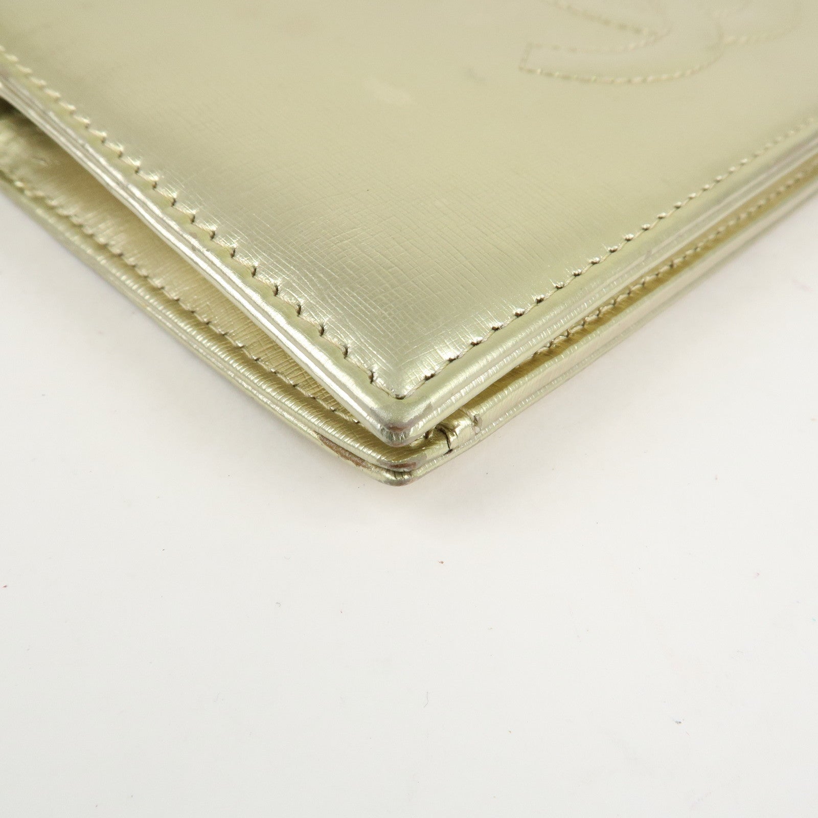 CHANEL Leather Coco Mark Long Wallet Gold Gold Hardware A27156 Used