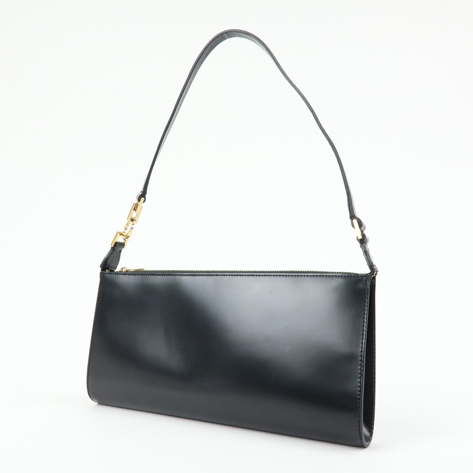 Ferragamo Ganchini Leather Shoulder Bag Hand Bag Black