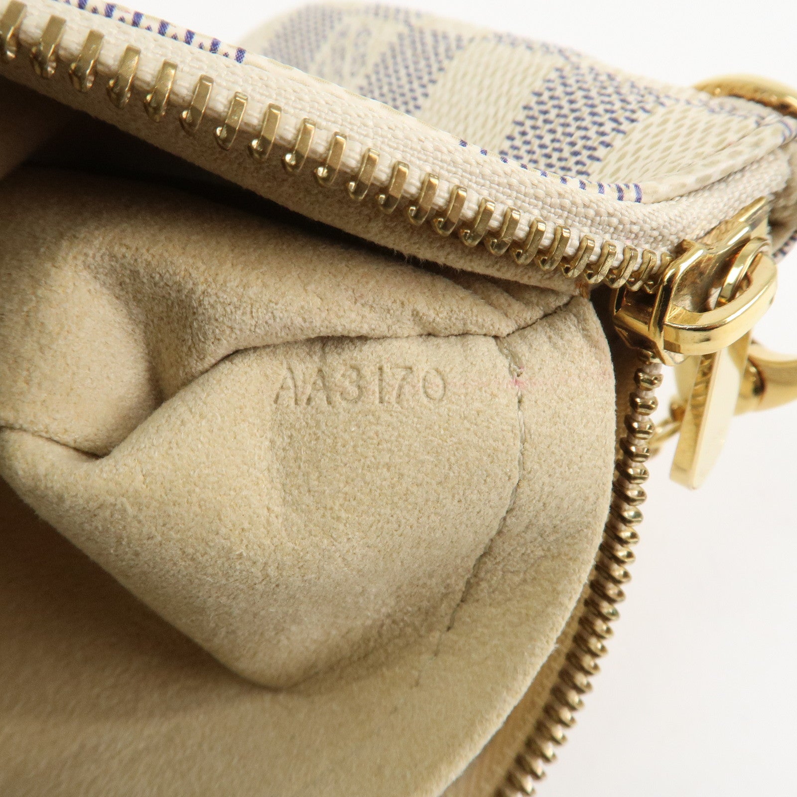 Louis Vuitton Damier Azur Pochette Milla MM Mini Pouch N60027 Used