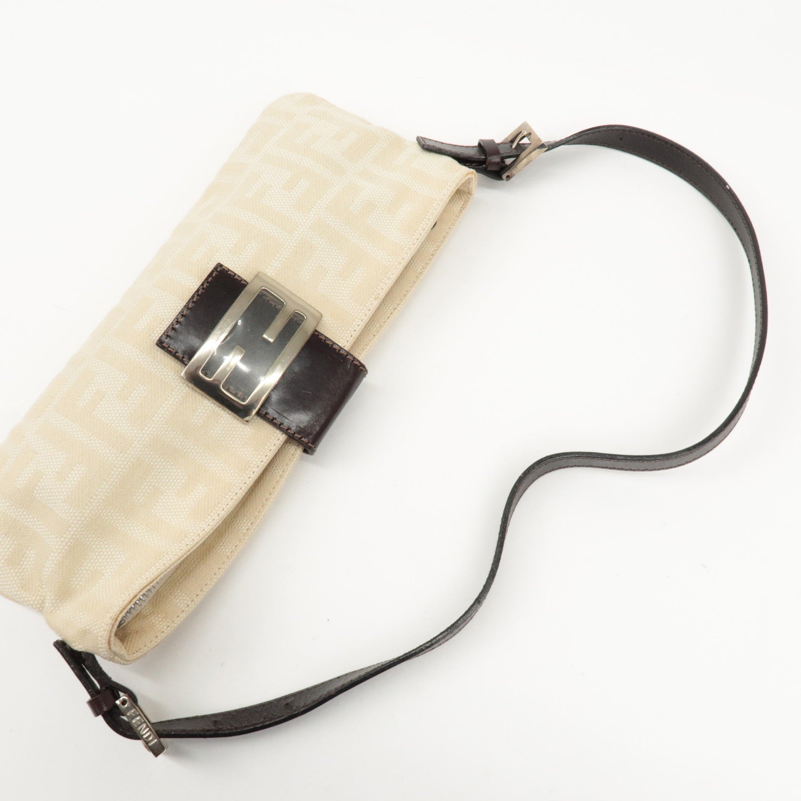 FENDI Zucca Waist Pouch Crossbody Bag Beige Brown 26685 Used