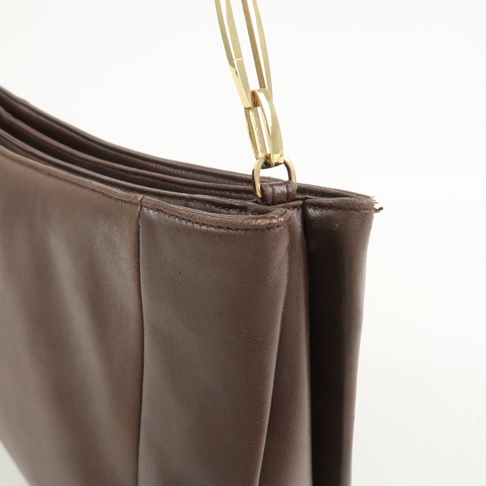 LOEWE Anagram Lamb Skin Shoulder Bag Hand Bag Brown