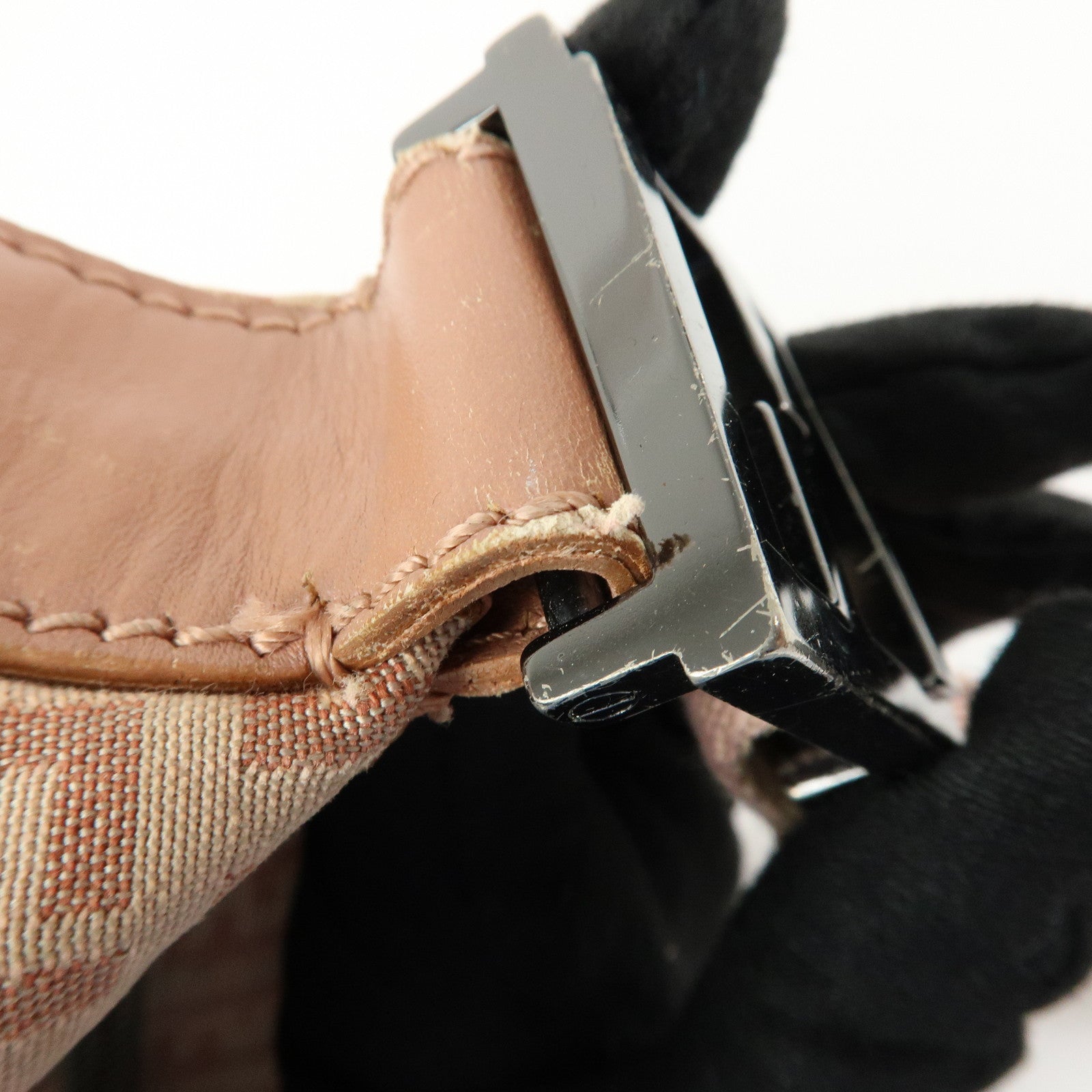 FENDI Zucchino Canvas Leather Shoulder Crossbody Bag Pink 8BR319