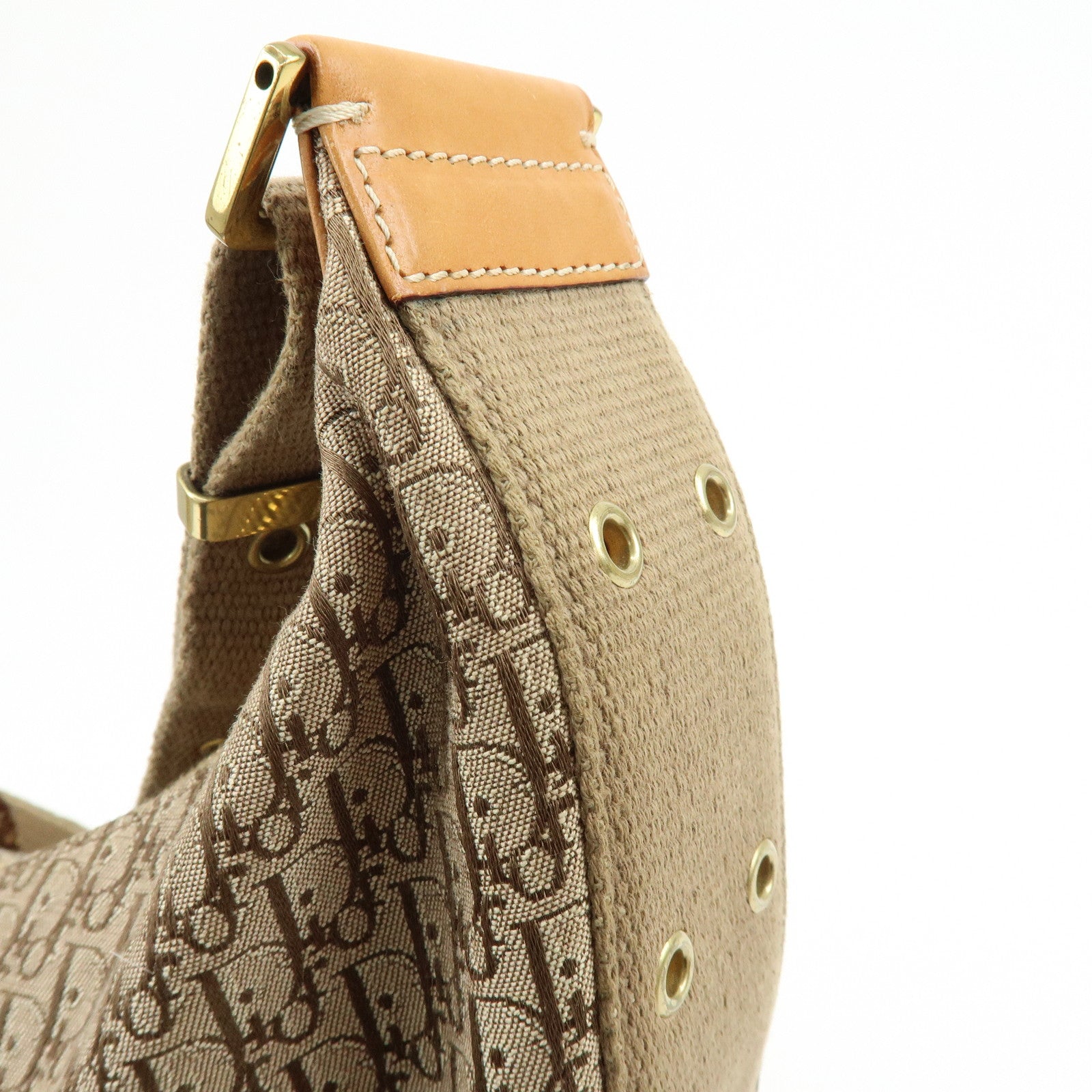 Christian Dior Trotter Canvas Leather Shoulder Crossbody Bag Beige