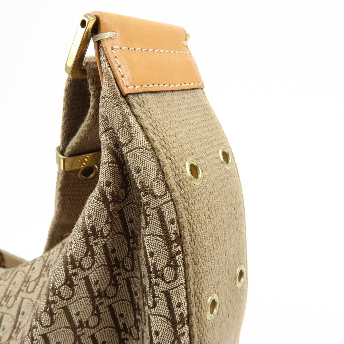 Christian Dior Trotter Canvas Leather Shoulder Crossbody Bag Beige