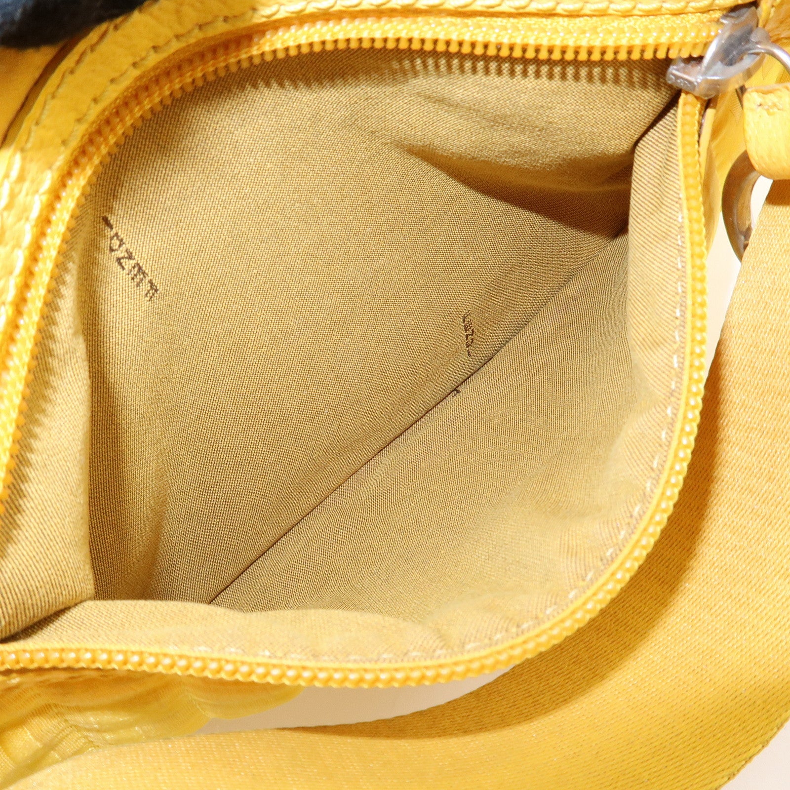 FENDI Nylon Leather Shoulder Bag Hand Bag Yellow 8BR500 Used