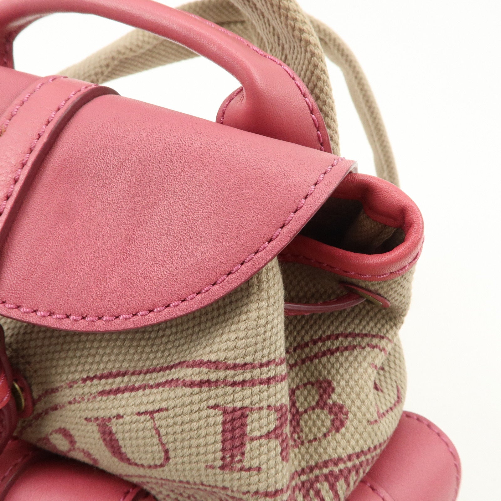 BURBERRY Children Canvas Leather Mini Rucksack Backpack Beige Pink