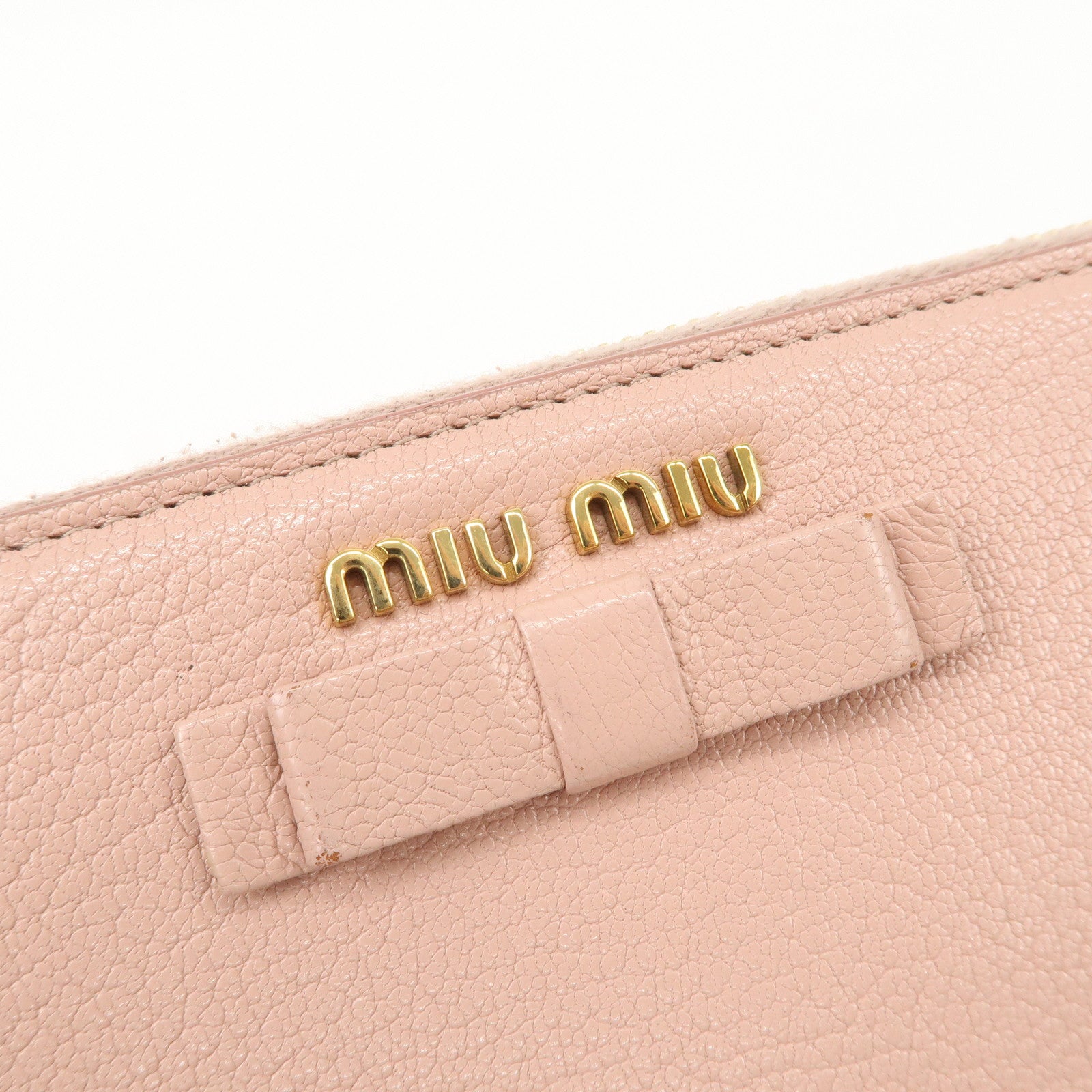 MIU MIU Leather Zip Around Wallet Zippy Wallet Long Wallet Pink 5ML506 Used