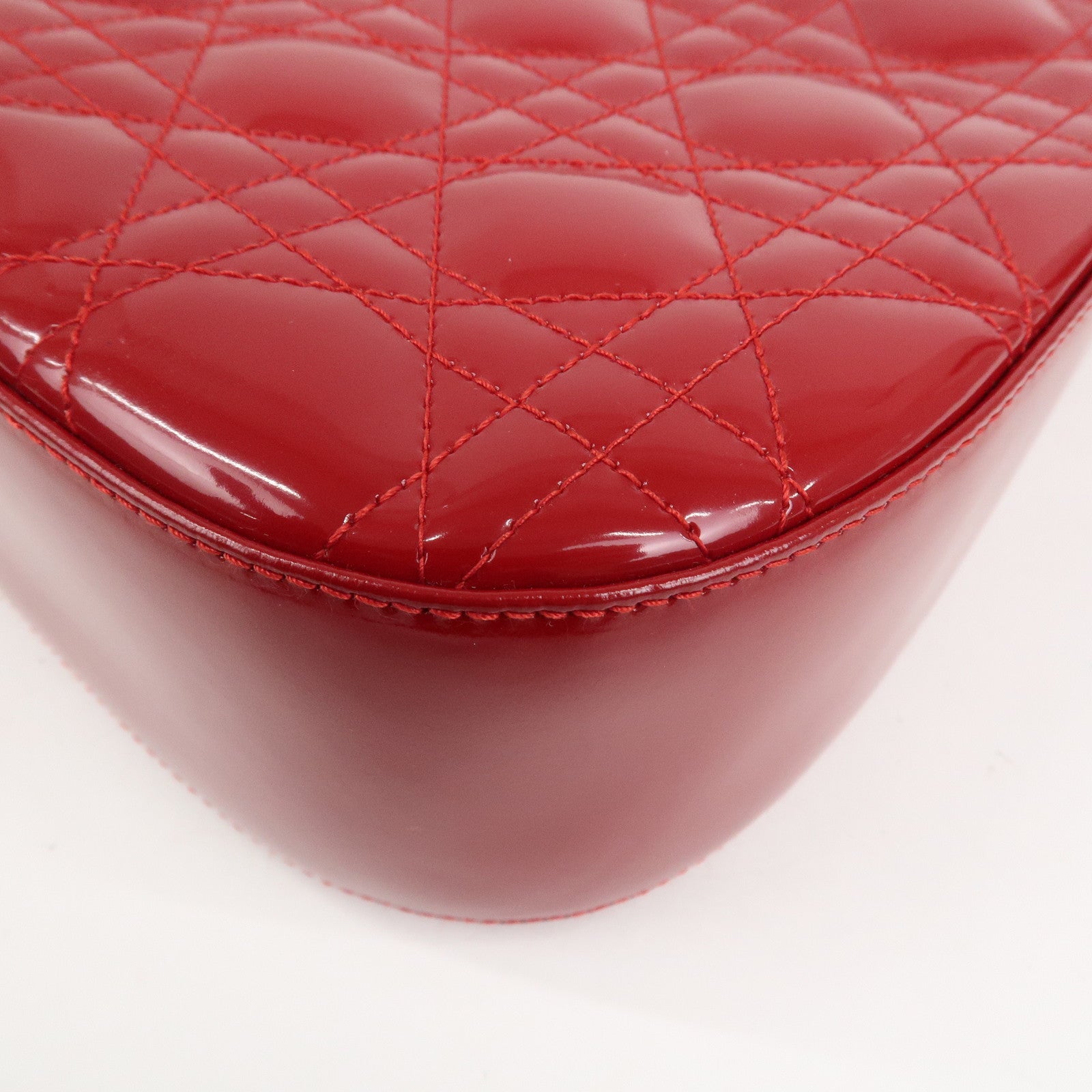 Christian Dior Cannage Patent Leather One Shoulder Bag Red