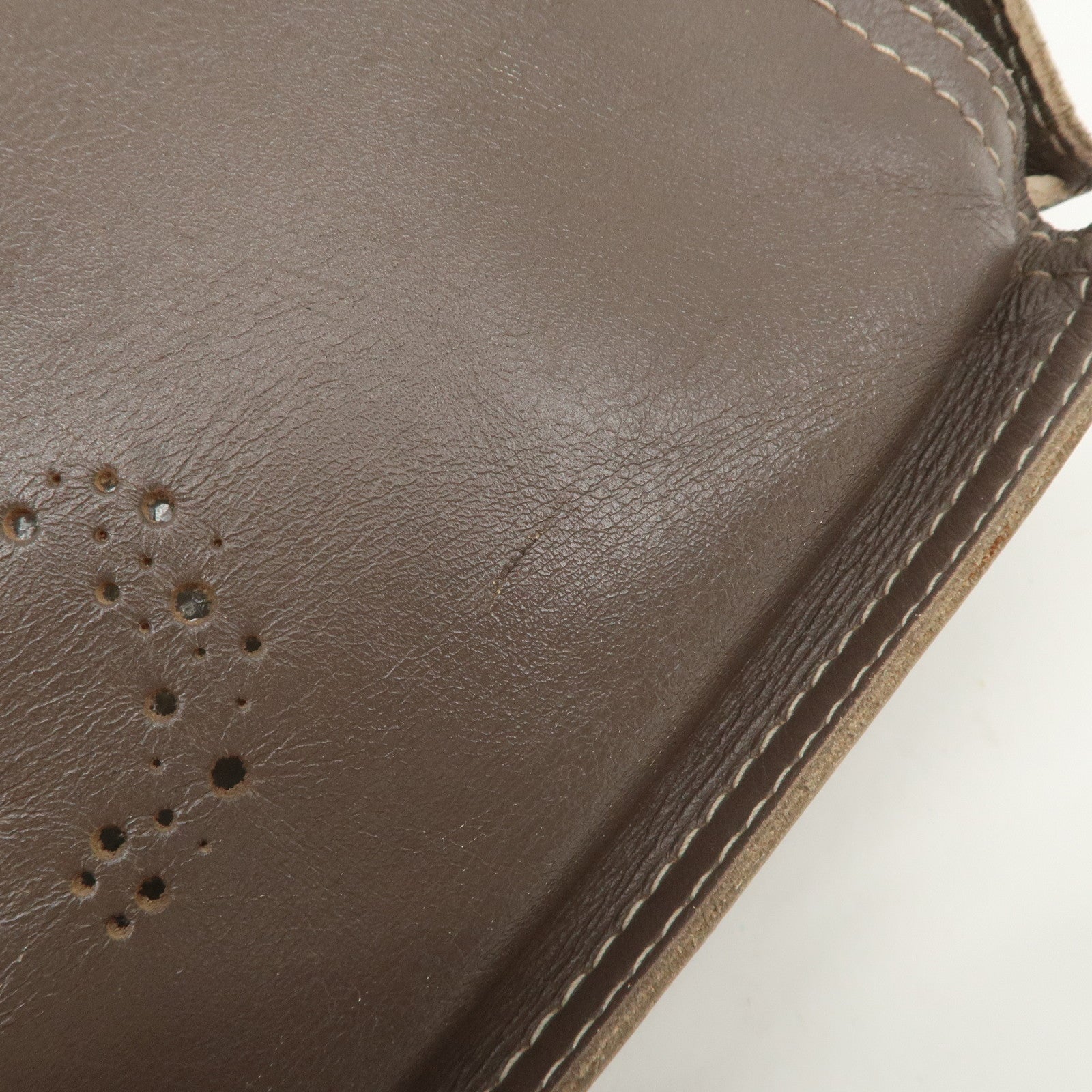 LOEWE Anagram Leather Shopper Tote Bag Shoulder Bag Brown Used