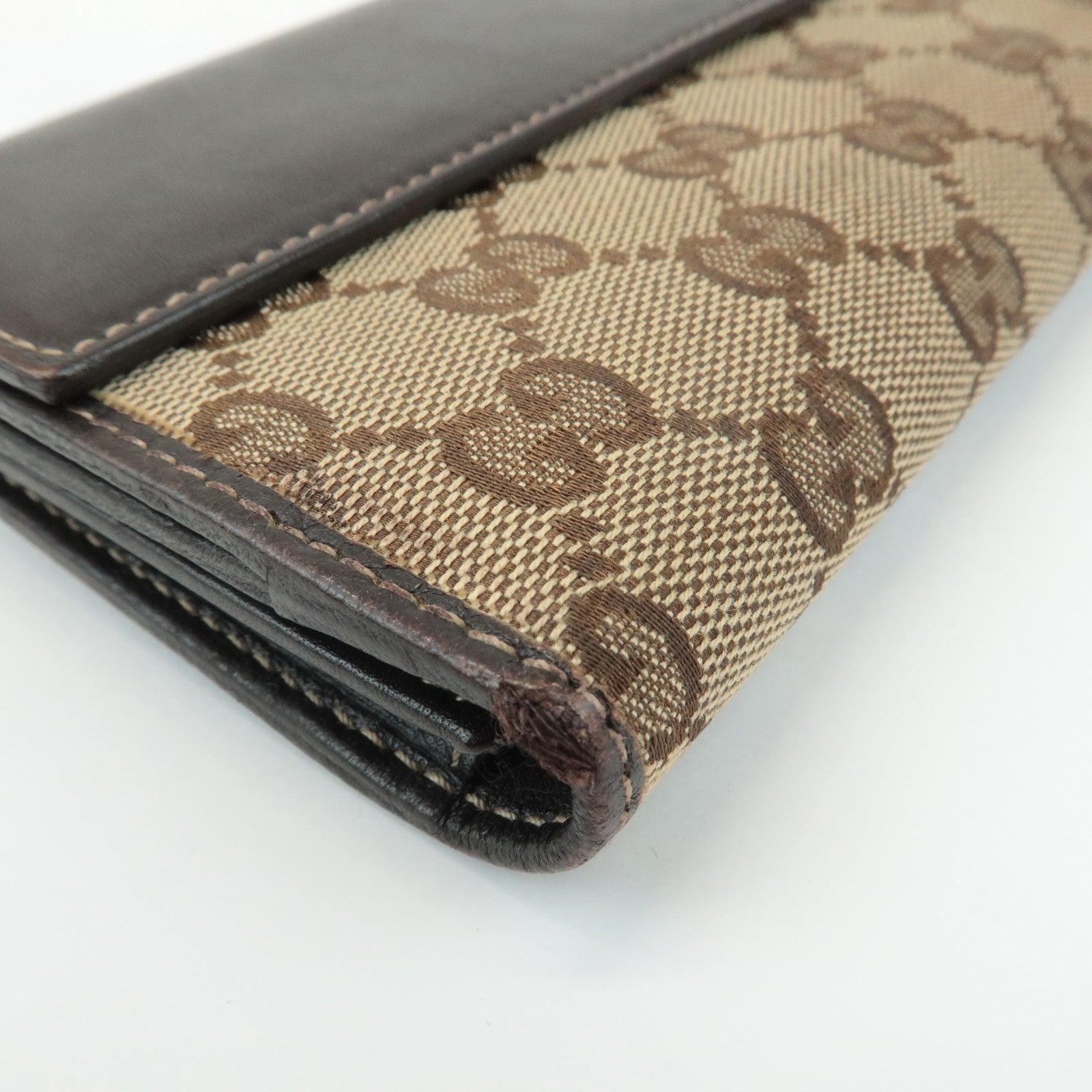 GUCCI Set of 2 GG Canvas Leather Wallet Beige Brown 203550/112715 Used