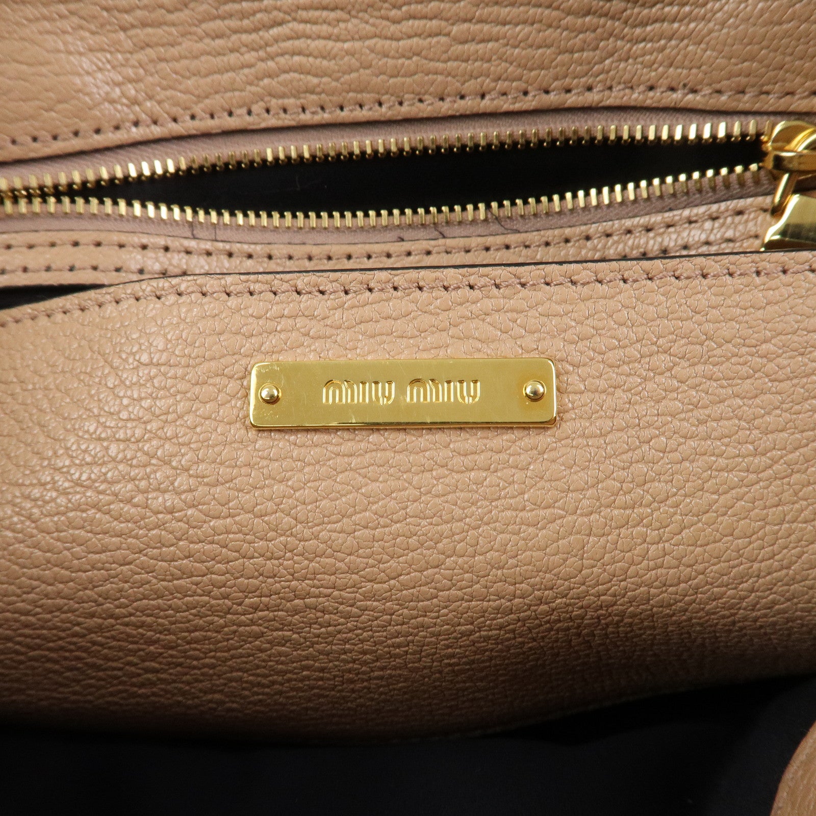MIU MIU MADRAS Leather 2Way Bag Hand Bag Shoulder Bag Black