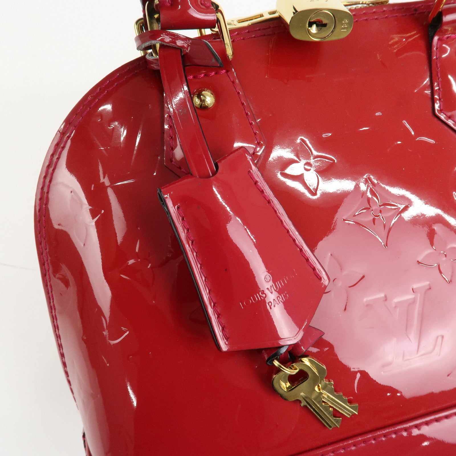 Louis Vuitton Monogram Vernis Leather Alma BB 2Way Bag Red M91606