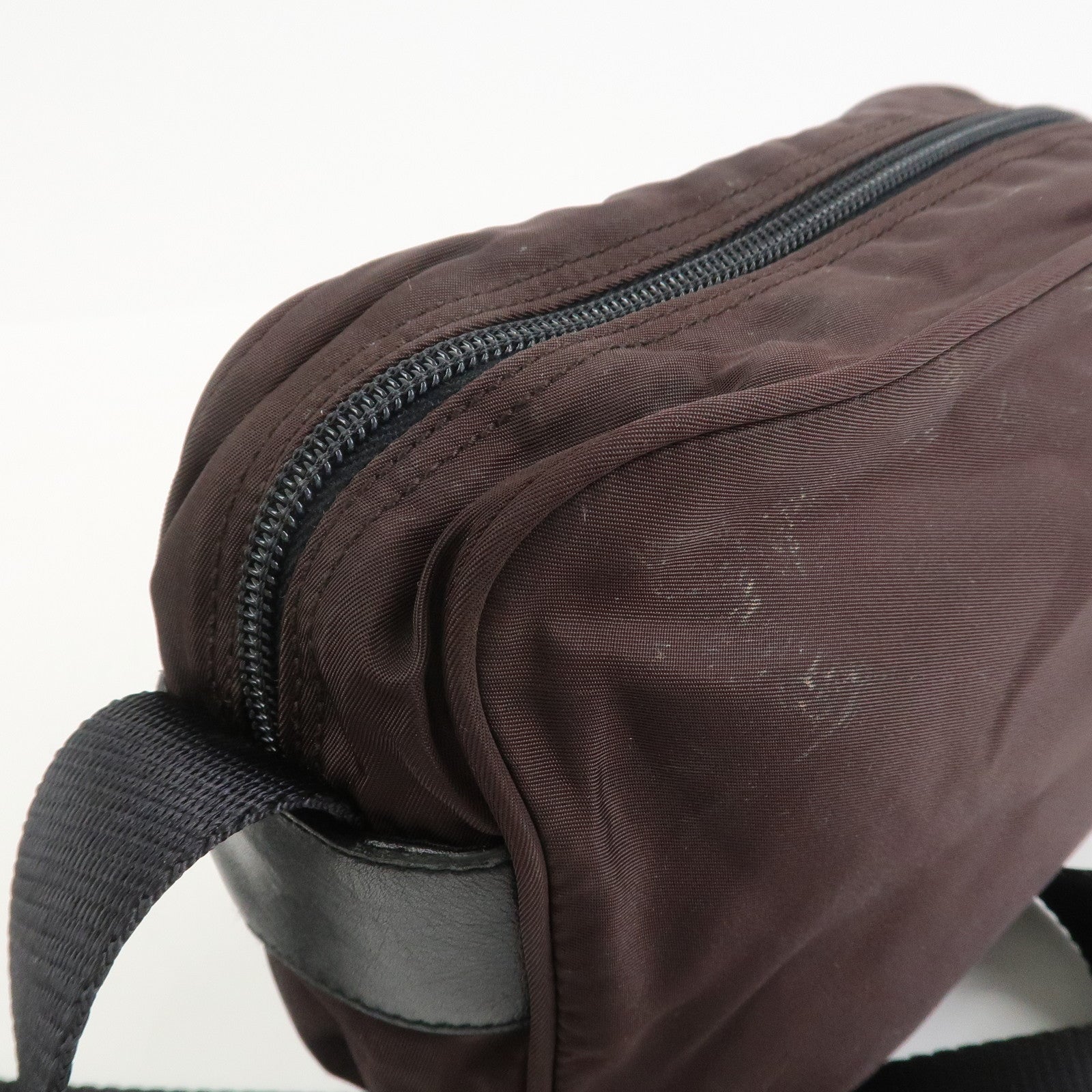 PRADA Triangle Logo Nylon Shoulder Crossbody Bag Brown BT0167