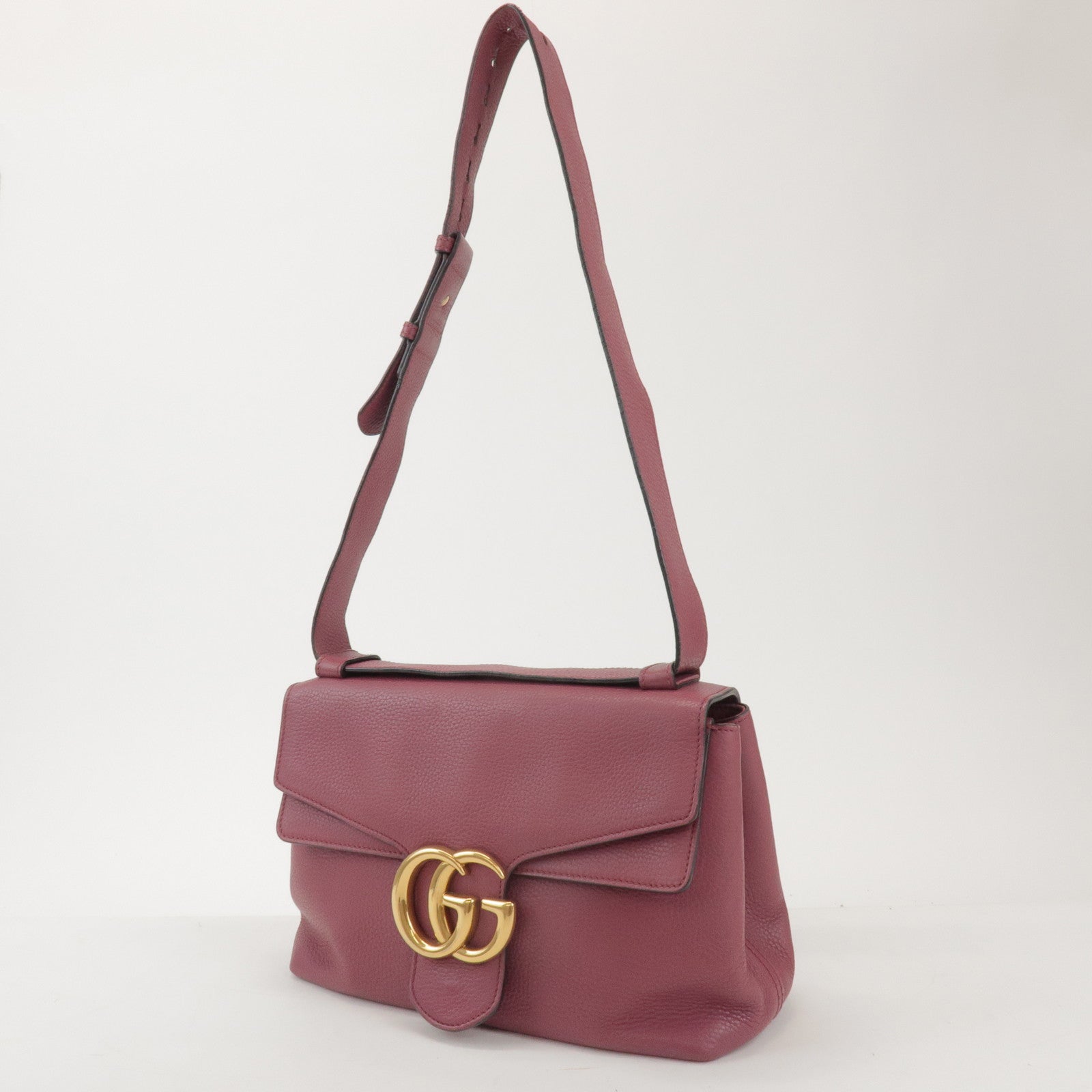 GUCCI GG Marmont Leather Shoulder Bag Rose Pink 401173