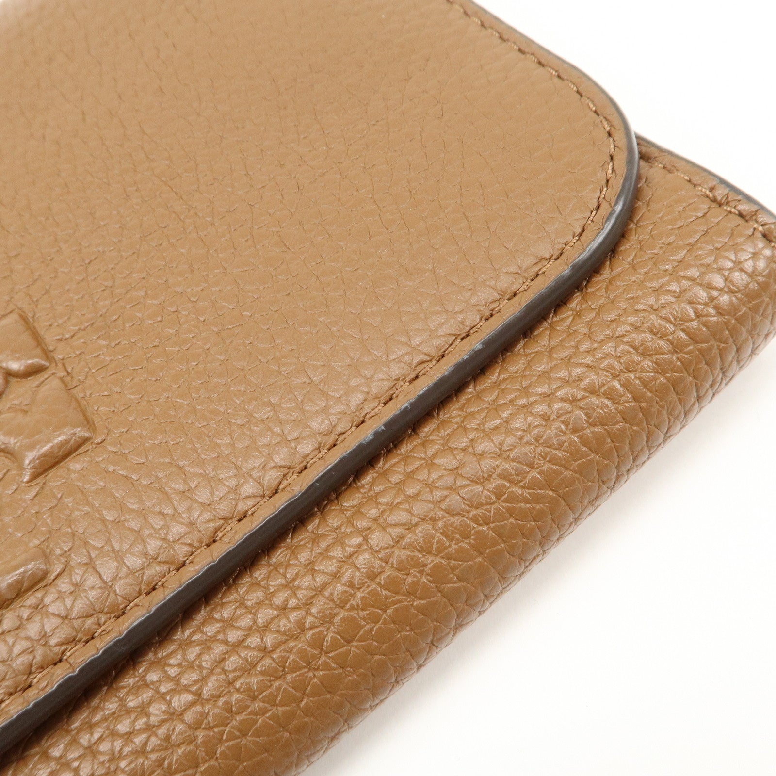 TORY BURCH Leather Shoulder Wallet Brown Used