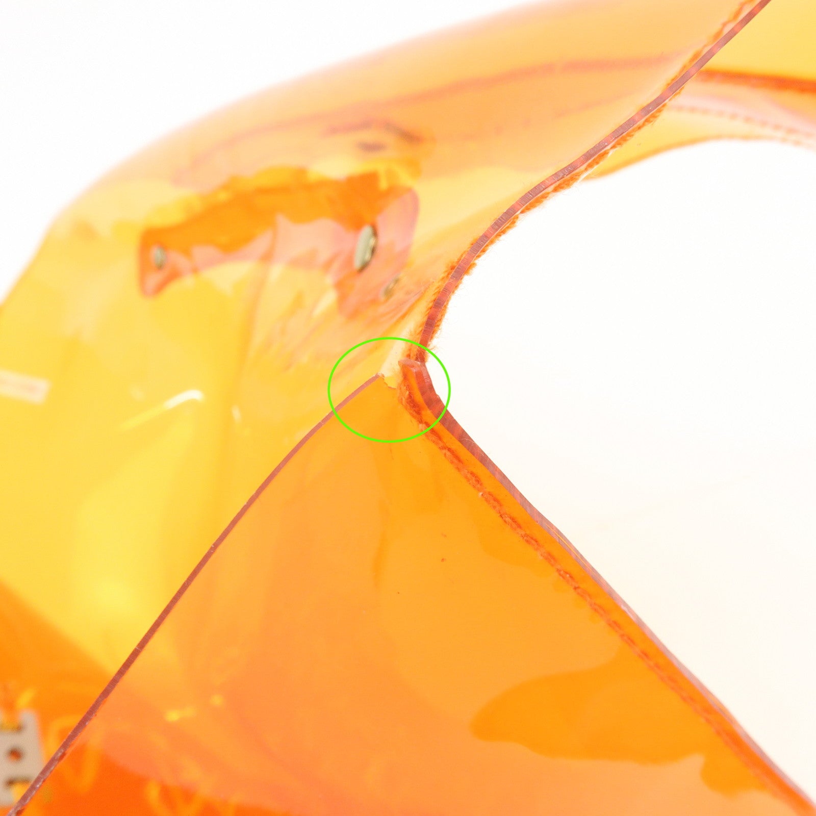 HERMES Kelly Vinyl Hand Bag Clear Orange
