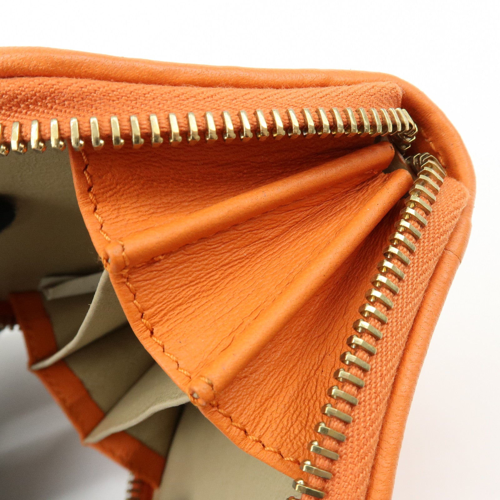 BOTTEGA VENETA Intrecciato Lamb Skin Coin Case Orange 114075