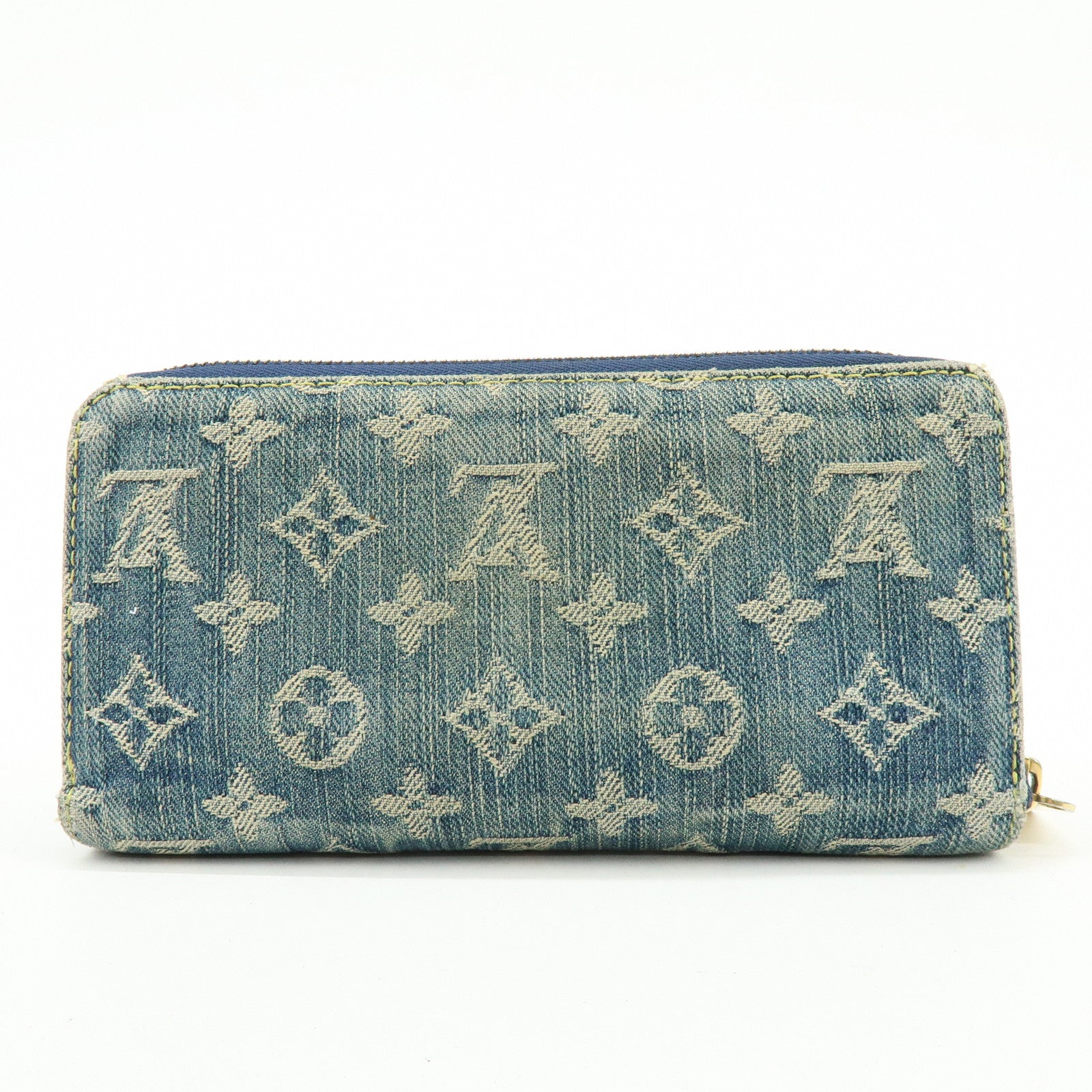Louis Vuitton Monogram Denim Zippy Wallet Long Wallet Blue M95341