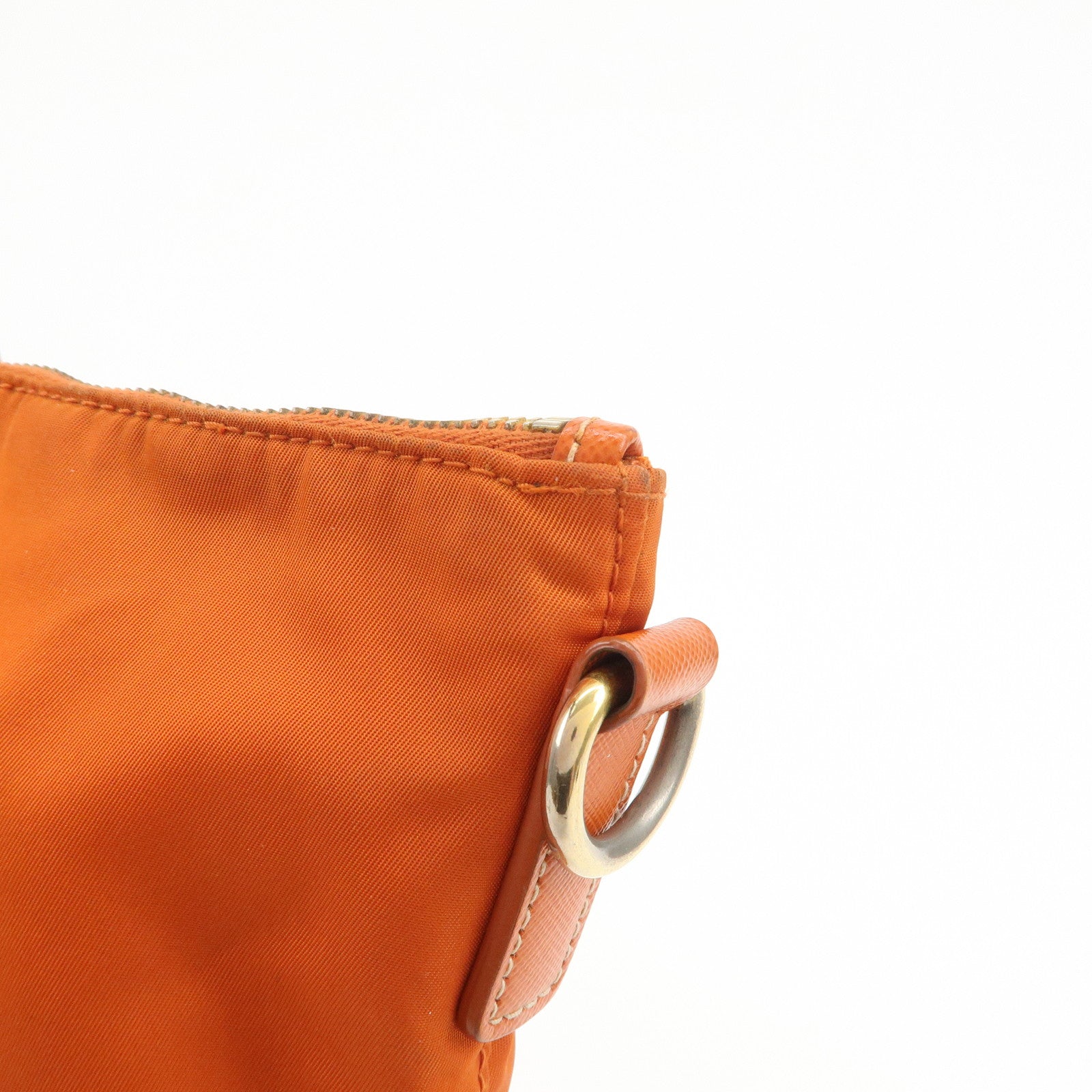 PRADA Nylon Saffiano Leather Tote Bag Hand Bag Orange