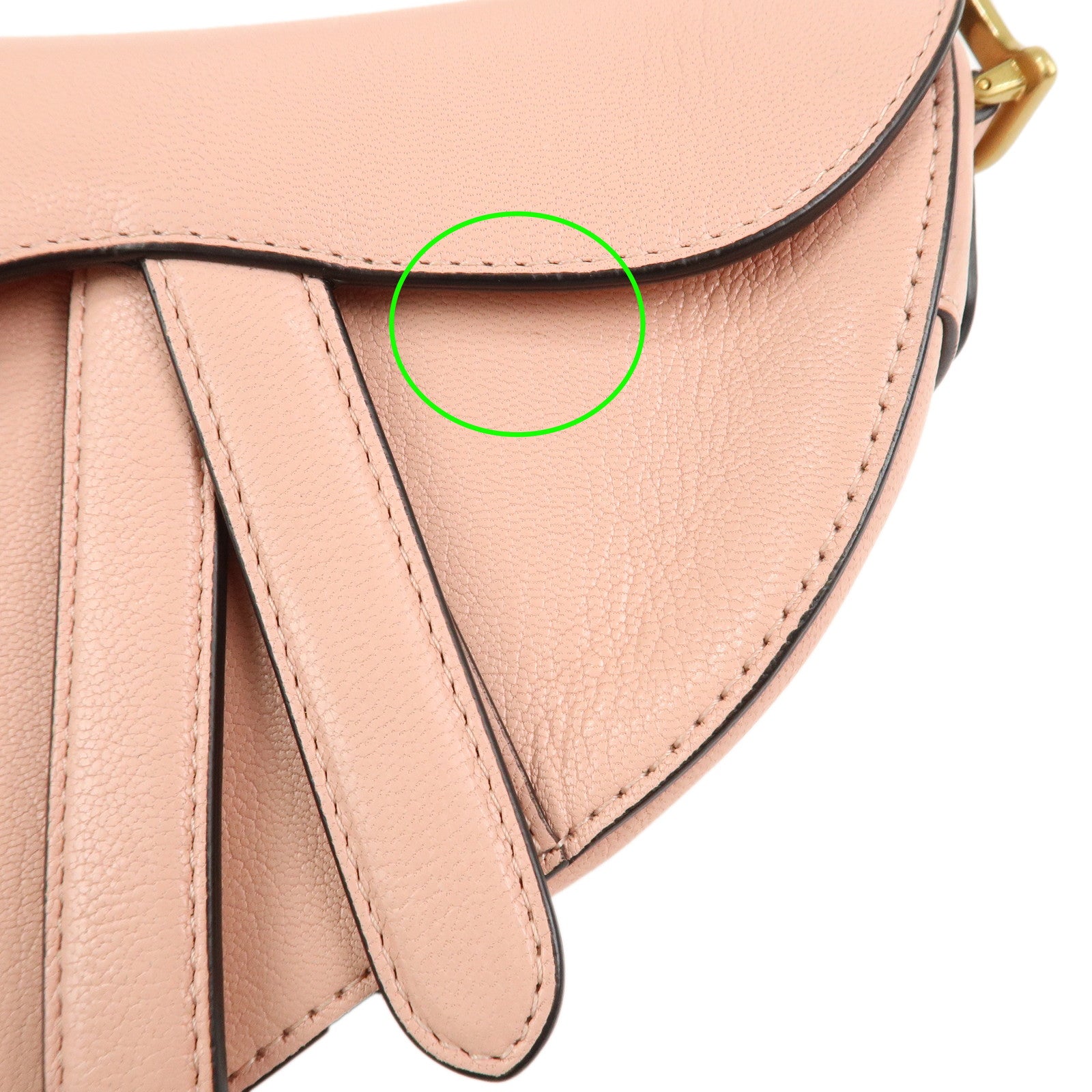 Christian Dior CD Logo Leather Saddle Bag Mini Hand Bag Pink