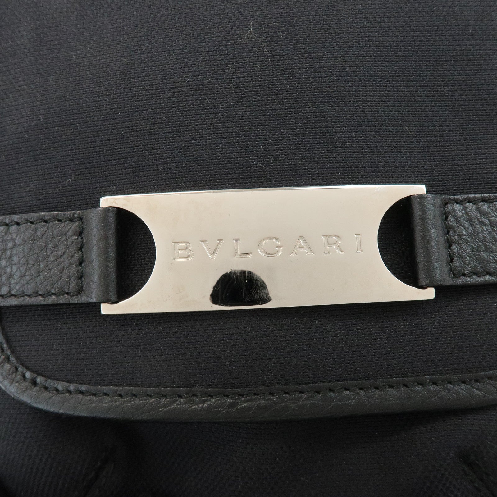 BVLGARI Canvas Leather Shoulder Bag Crossbody Bag Black