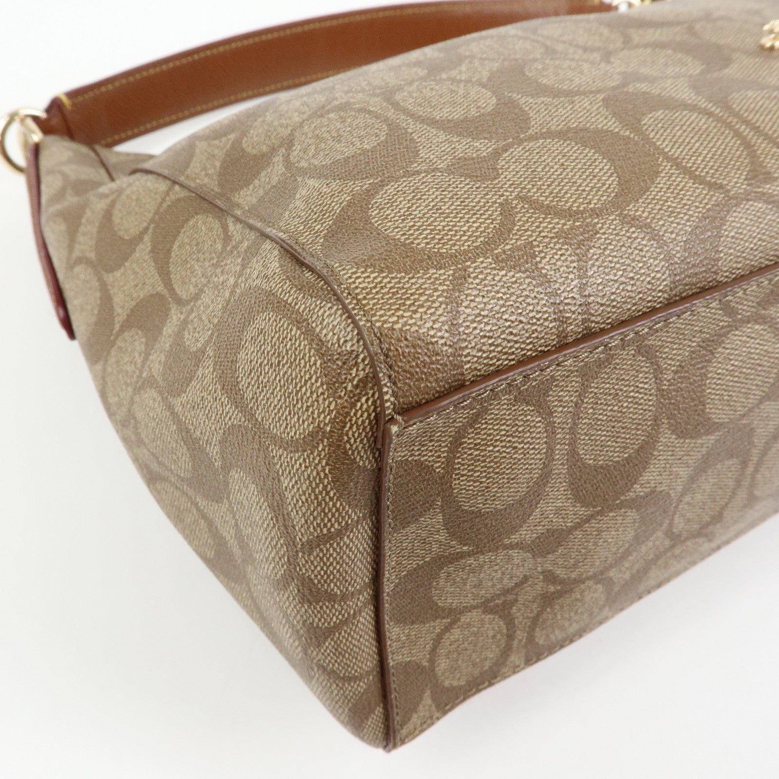COACH Signature PVC Leather 2Way Shoulder Bag Hand Bag Brown