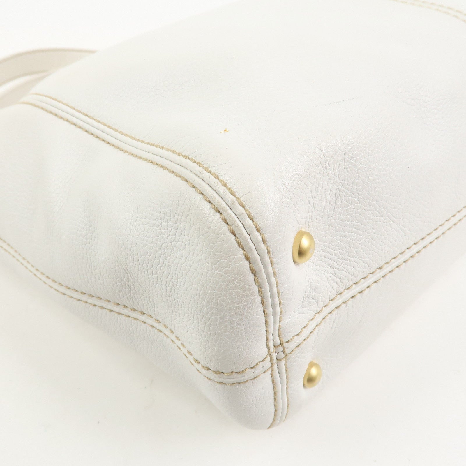 CHANEL COCO Mark Leather Wood Chain Shoulder Bag Off White 18MB096