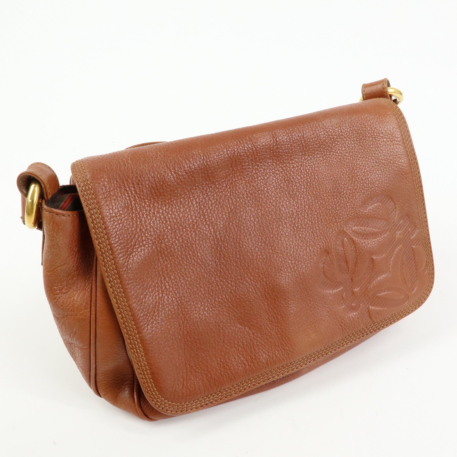 LOEWE Anagram Leather Shoulder Bag Crossbody Bag Brown