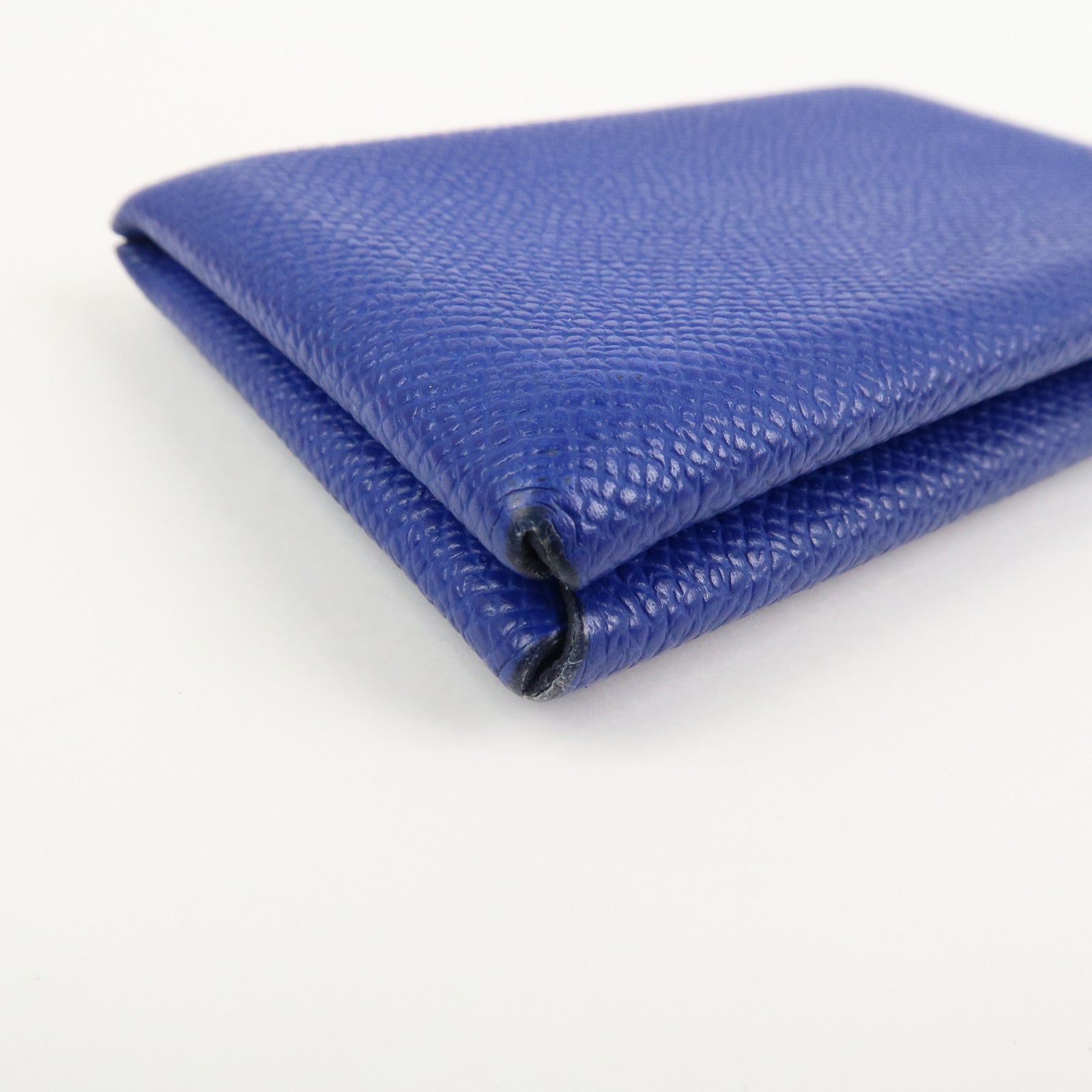 HERMES CALVI Veau Epsom Card Case Card Holder Z Stamped Blue
