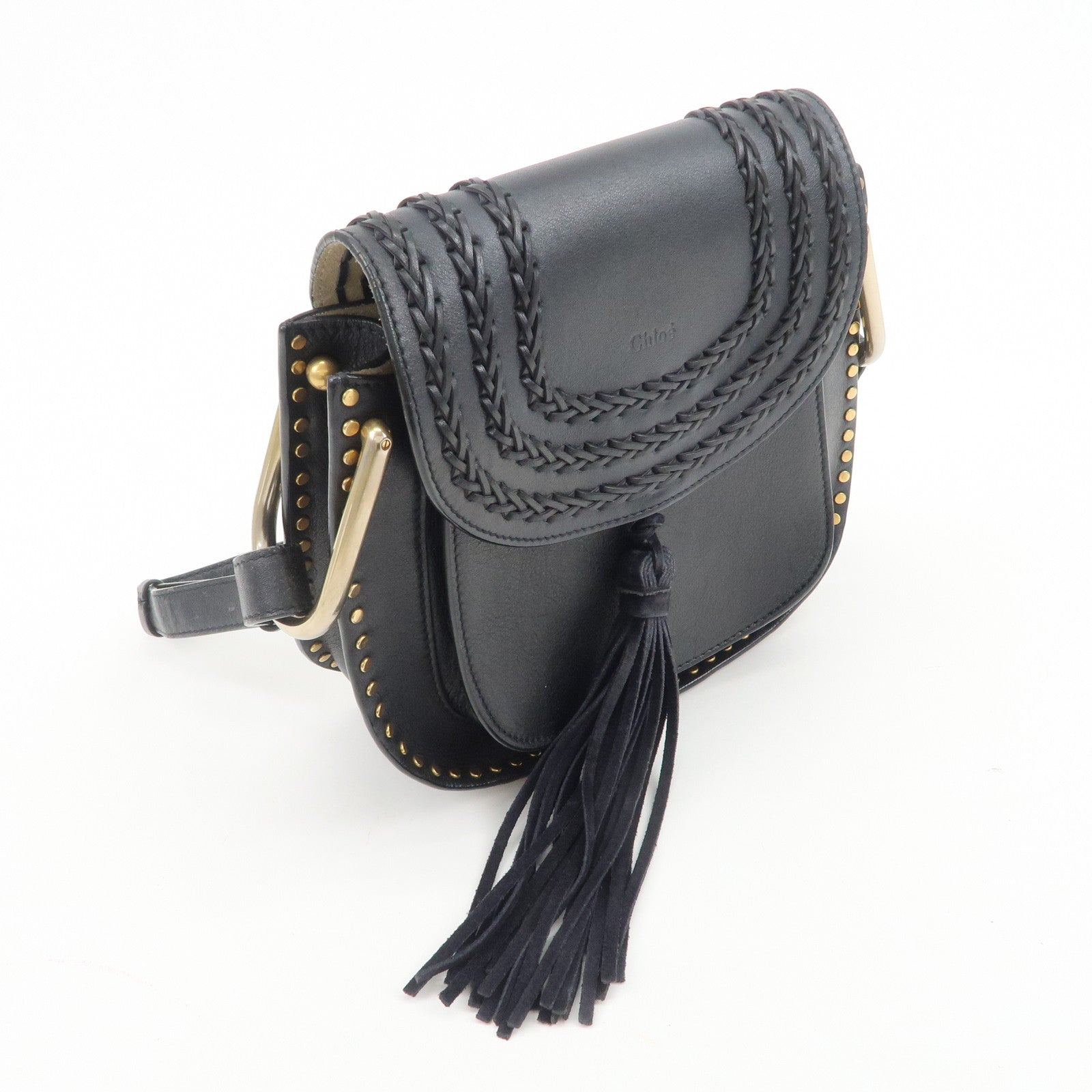 Chloe Hudson SAC'S PORTE EPAU Calf Leather Suede Shoulder Bag Black